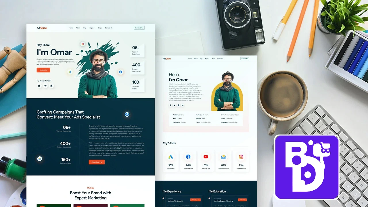 AdGuru – Digital Marketer & Freelancer Portfolio / WordPress Elementor Template Kit 8 AdGuru – Digital Marketer & Freelancer Portfolio WordPress Elementor Template Kit