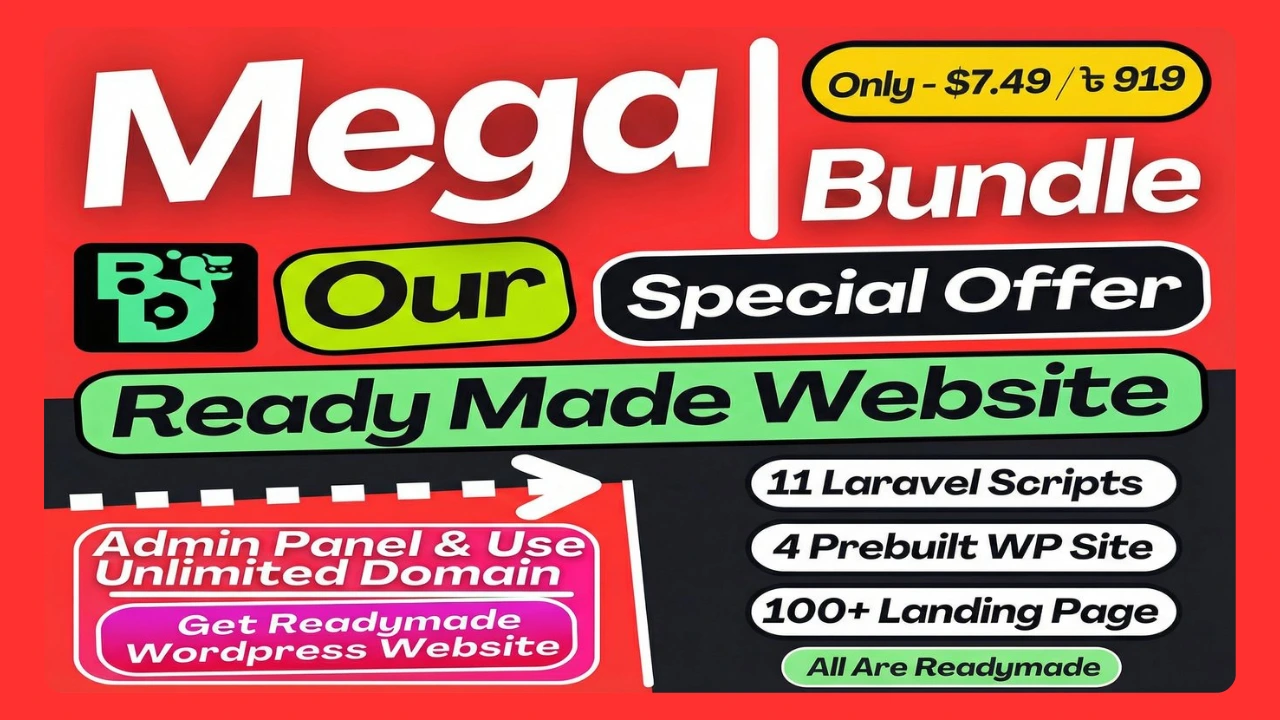 Specials Templates & Code Scripts Bundle - 11 Laravel Code Scripts / 4 Readymade WordPress Website / & 100+ Landing Page Website Template Bundles 12 Specials Templates & Code Scripts Bundle - 11 Laravel Code Scripts / 4 Readymade WordPress Website / & 100+ Landing Page Website Template Bundles